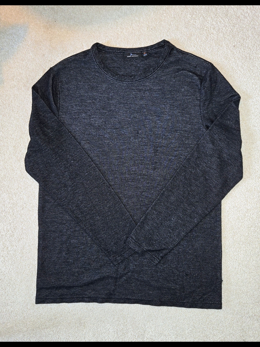 Like NEW! Marc Anthony Dark Charcoal Heather Long Sleeve Top Mens Large